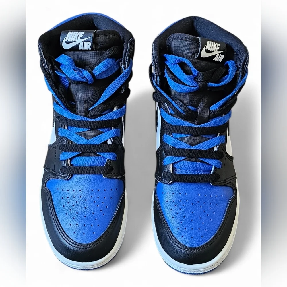 Air Jordan 1 Mid Royal Blue Black Youth Sneakers Size 5.5Y